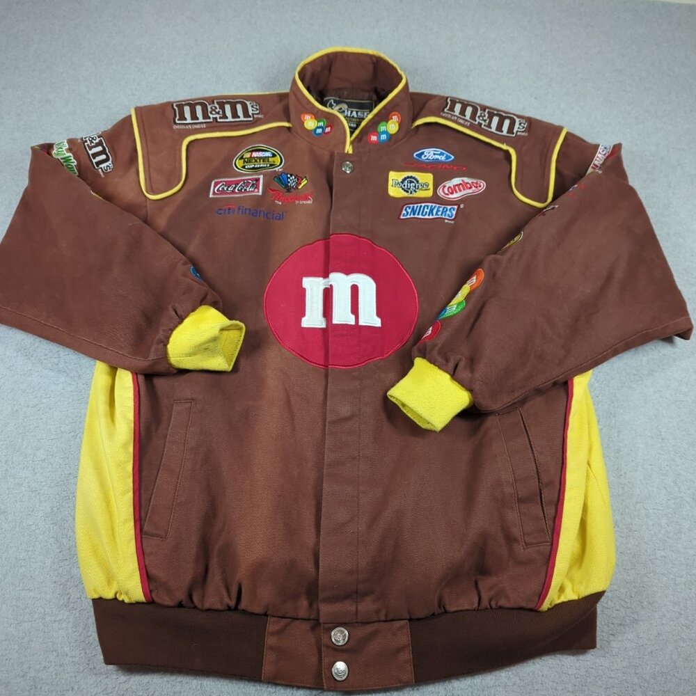 Chase Authentics Drivers Line Nascar Jacket Mens XL Brown M&M